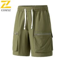 Summer Casual Shorts Men's Plus Size Elastic Waist Quick-dry Sports Shorts Jogger Fishing Cycling Multi-pocket Overalls Shorts