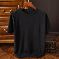Men's Short-sleeved T-shirt Korean-style Trendy Round Neck Half-sleeve Sweater