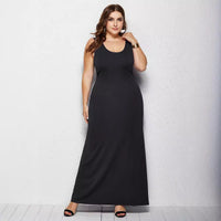 Plump Girls Women's Dress Springsummer Knitted Sexy Round Neck Solid Color