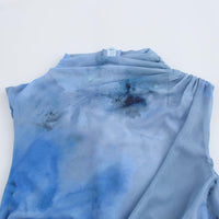 Simple Slim Print Pleated Dress