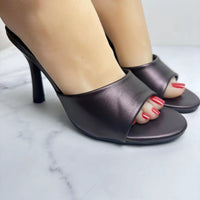 French Style Metal Leathern Stiletto Heel Women's Sandals