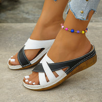 Color Matching One-word Women's Fashion Platform Wedge Slippers