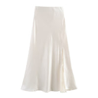 One-side Lace Satin Fishtail Skirt Long Skirt
