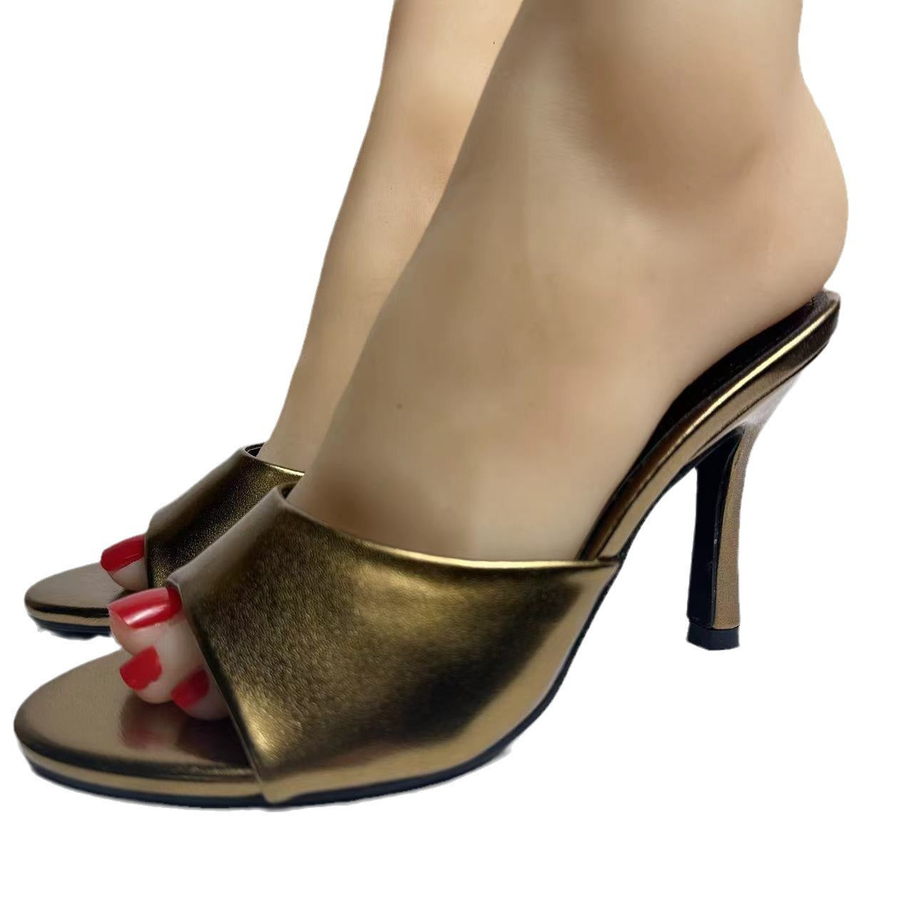 French Style Metal Leathern Stiletto Heel Women's Sandals
