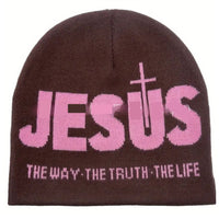 Jacquard Brimless Knitted Hat Letters Autumn And Winter Wool Sleeve Cap