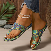 Women's Breathable Printed Toe Covering Roman Style Slippers
