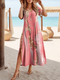 Spring And Summer Women's Elegant Slit Round Neck Dress