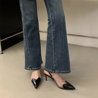 Women's Pointed Toe Transparent High Heels Buckle