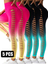 5PACK Gradient Butterfly Cutout Long Pants