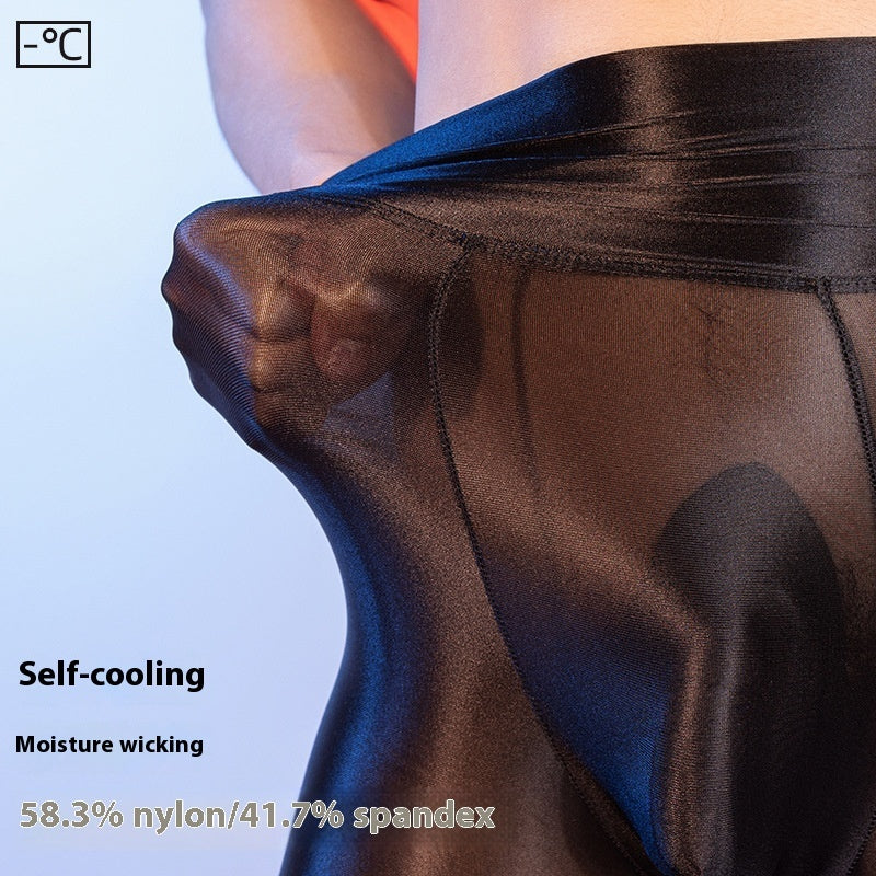 High Elastic Lightweight Breathable Shiny Silky Plastic Leg Belly Contracting Men's Underwear