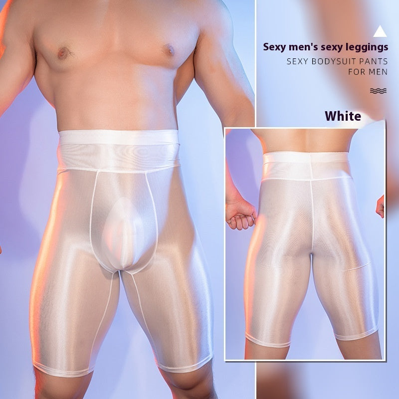 High Elastic Lightweight Breathable Shiny Silky Plastic Leg Belly Contracting Men's Underwear