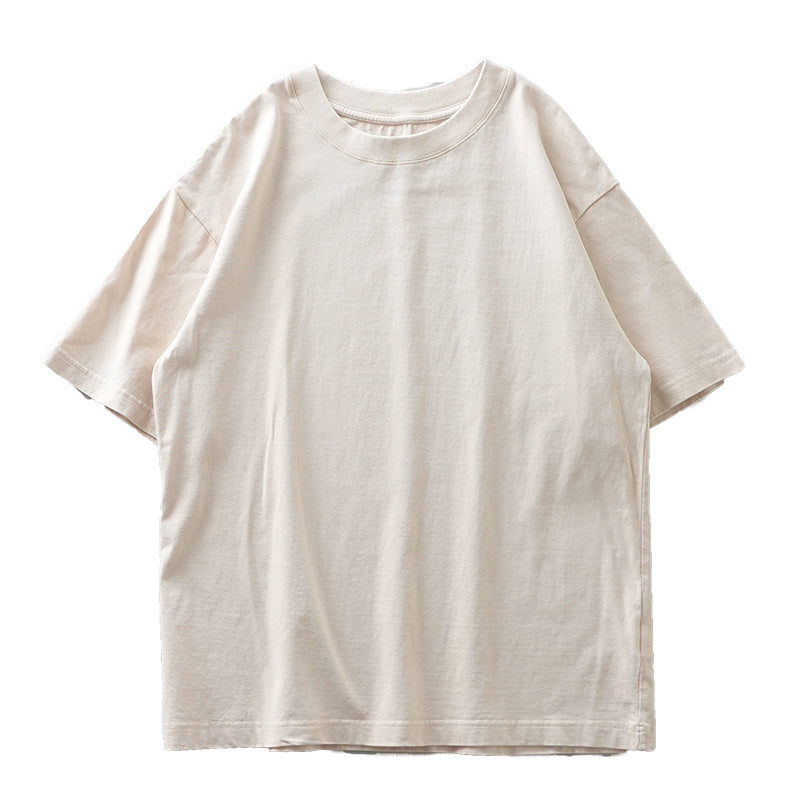 Washed And Worn Heavy Cotton T-shirt Men's Short Sleeve