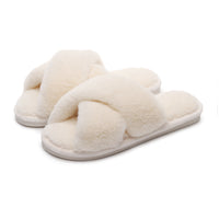 Cross Woven Woolen Slippers For Indoor Use In Winter