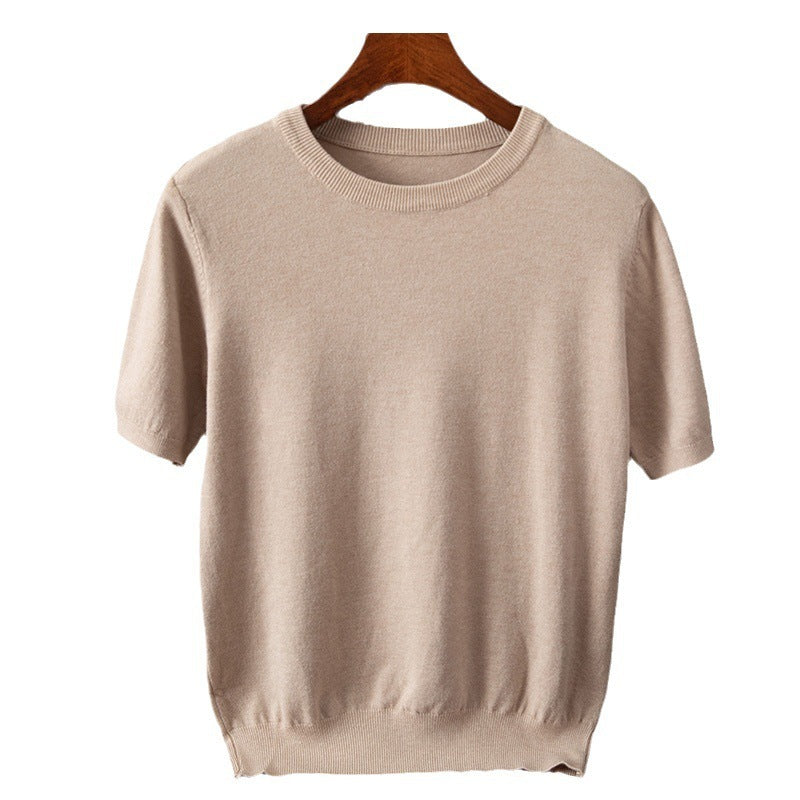 Men's Short-sleeved T-shirt Korean-style Trendy Round Neck Half-sleeve Sweater
