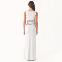 Women's Solid Color Translucent Hollow Lace Twisted Belt Dress