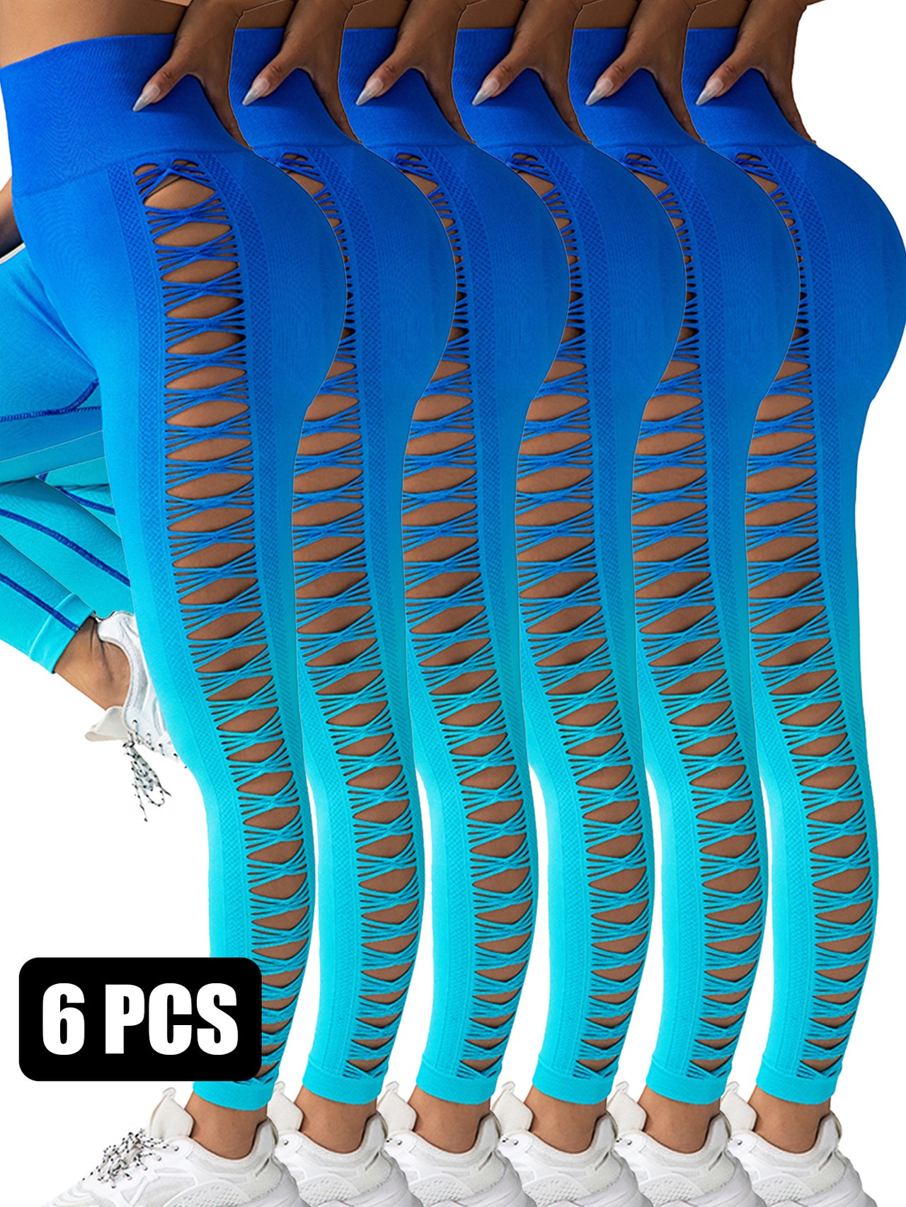 6PACK Gradient Butterfly Cutout Long Pants